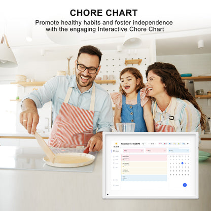 10.1 Inch Smart Digital Calendar Planner & Chore Chart, IPS HD Touchscreen Interactive Display for Family Schedules, Desk Stand Included - Share Photos/Videos