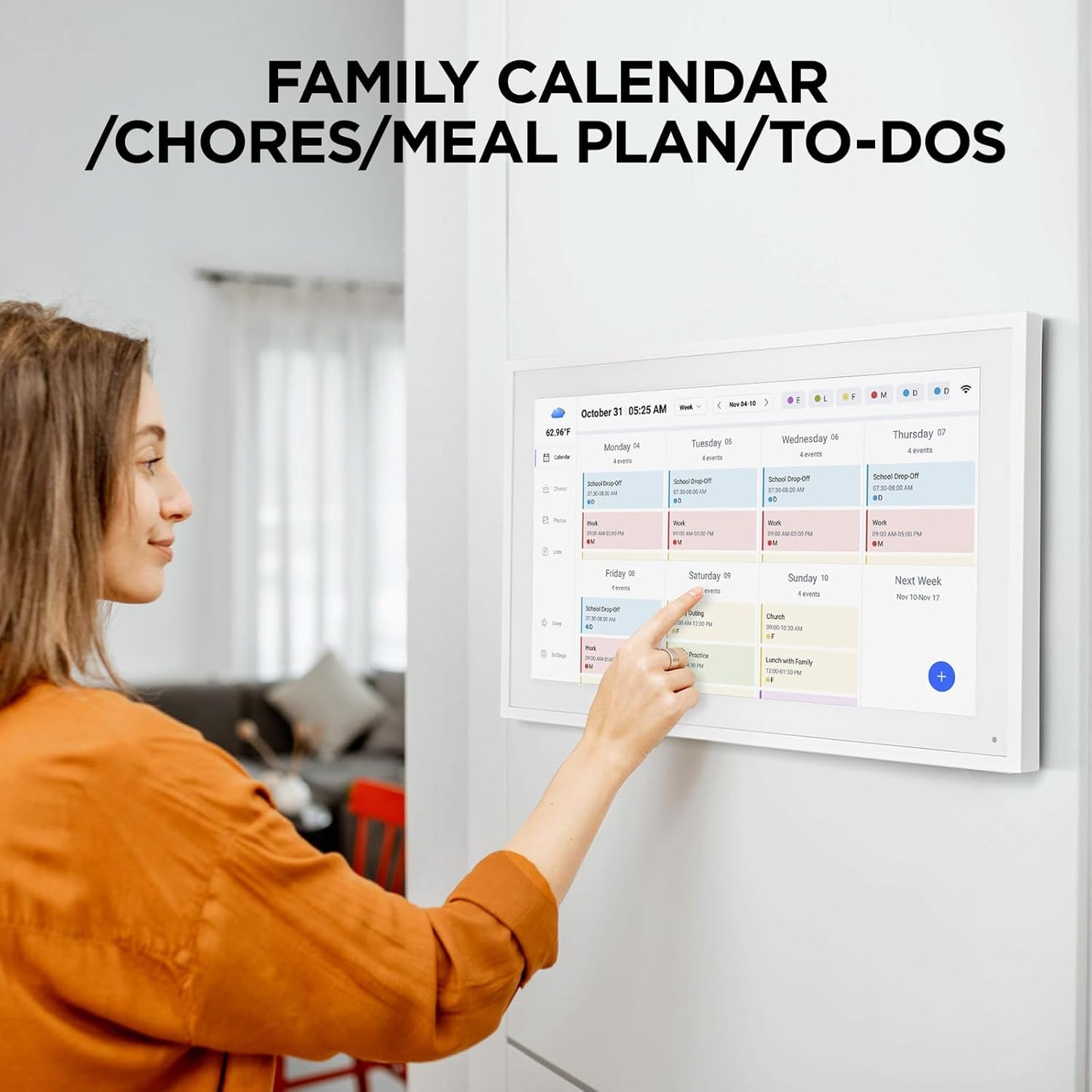 Smart Digital Calendar, Wall Electronic Calendar, IPS Full HD Touch Screen Display for Family Meal Planner Support - Streamline Household Organization