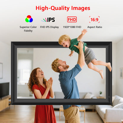 FRAMEO 15.6inch 32GB Digital Photo Frame with 1920x1080 FHD IPS LCD Touch Screen