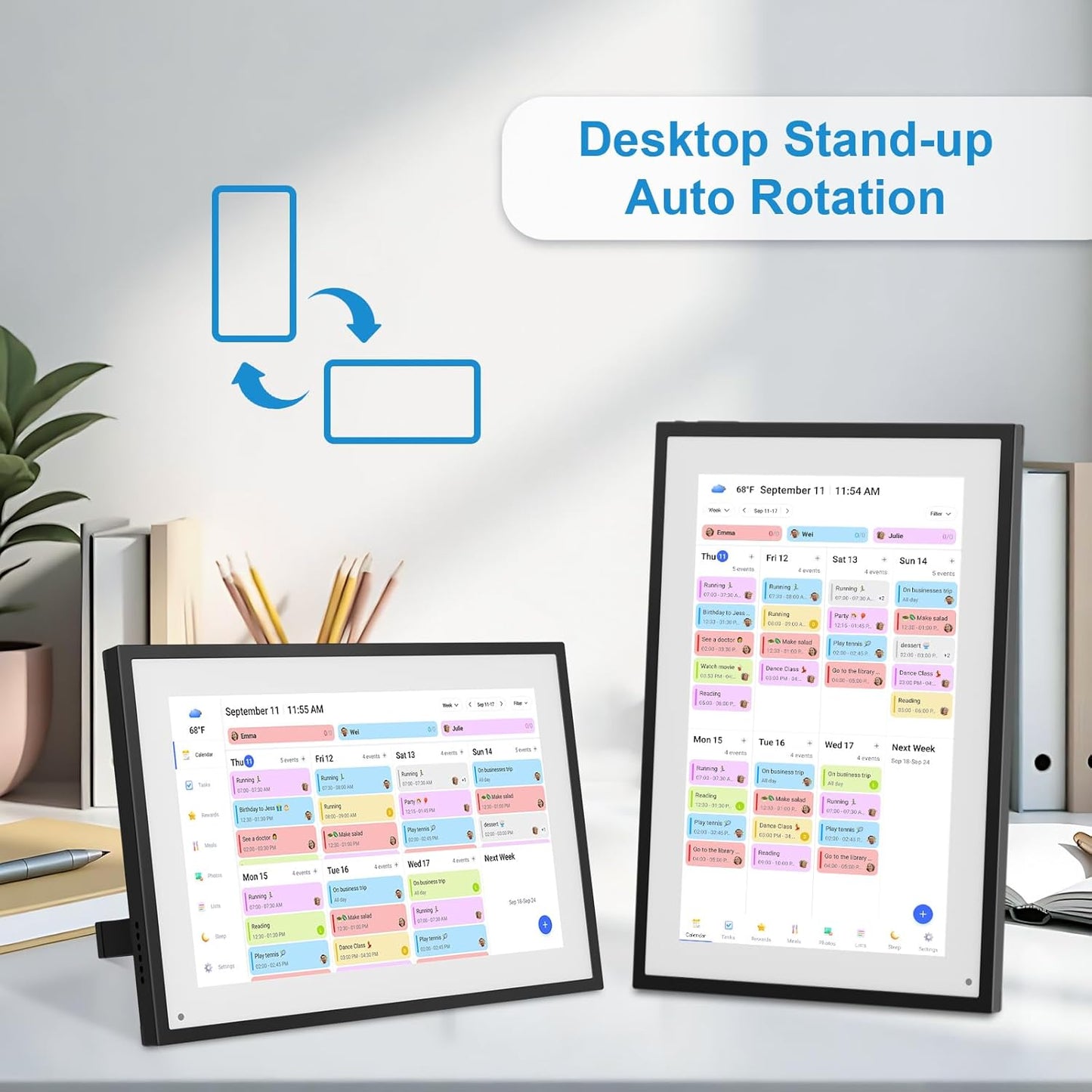 10.1 Inch Digital Calendar+Digital Picture Frame, 2026-2027 Desk Calendar Smart WiFi Planner&Chore Chart, IPS HD Interactive Touchscreen Display For Family Schedules