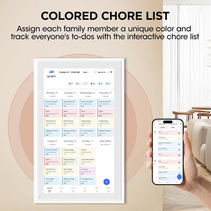 Smart Digital Calendar, Wall Electronic Calendar, IPS Full HD Touch Screen Display for Family Meal Planner Support - Streamline Household Organization
