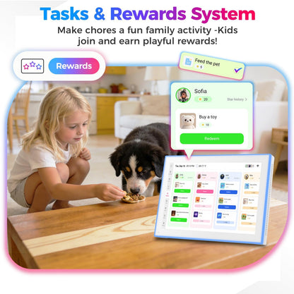 10.1 Inch Smart Digital Calendar with LED Reminder Light – HD Touchscreen Family Planner & Calendar with Chore Chart & Meal Planner