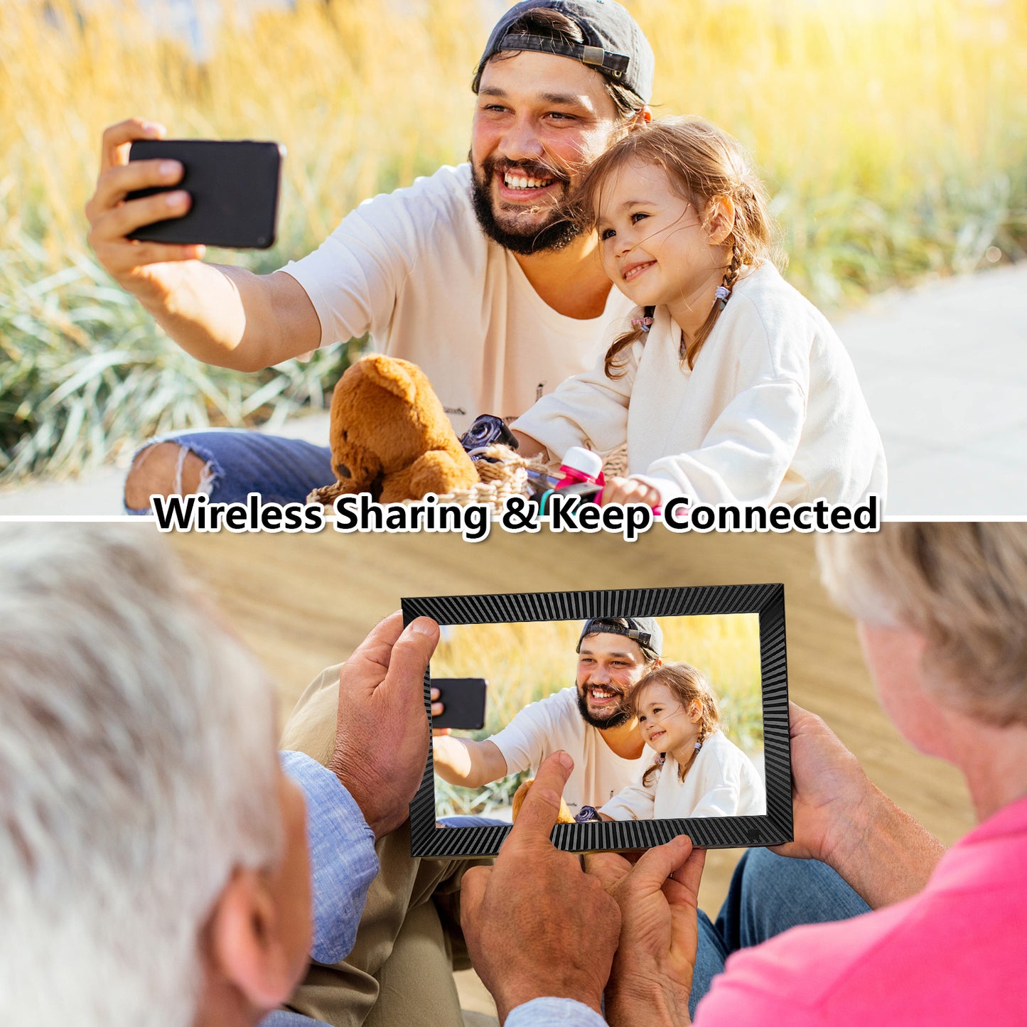 32GB FRAMEO Digital Picture Frame 10.1 Inch WiFi Digital Photo Frame 1280x800 HD Display with Motion Sensors Easy Setup to Share Photos or Videos Anywhere via Frameo APP Auto-Rotate Wall-mountable