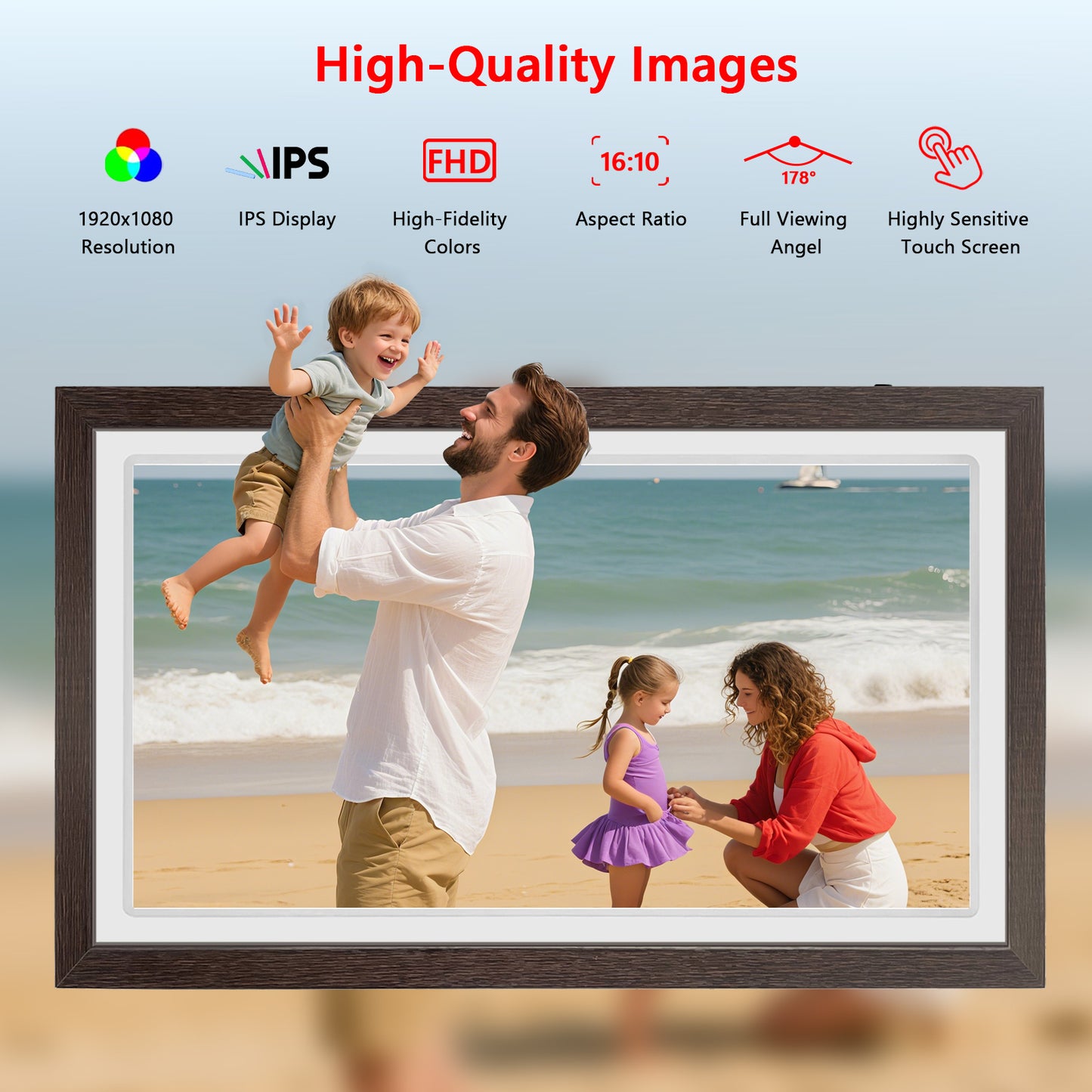 21.5" Large Frameo Digital Photo Frame, 32GB WiFi Digital Picture Frame with 1920x1080 FHD IPS Touch Screen, USB Drive/SD Card, Wall Mountable Auto-Rotate, Easy Share Photos/Videos from Anywhere