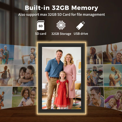 Frameo 10.1 Inch Neon-Light Digital Photo Frame, IPS Display | AI Color-Changing LED Strip Digital Photo Frame | Quick Share Photos/Videos, Easy Setup in Frameo App | Best Digital Frame for Gifting