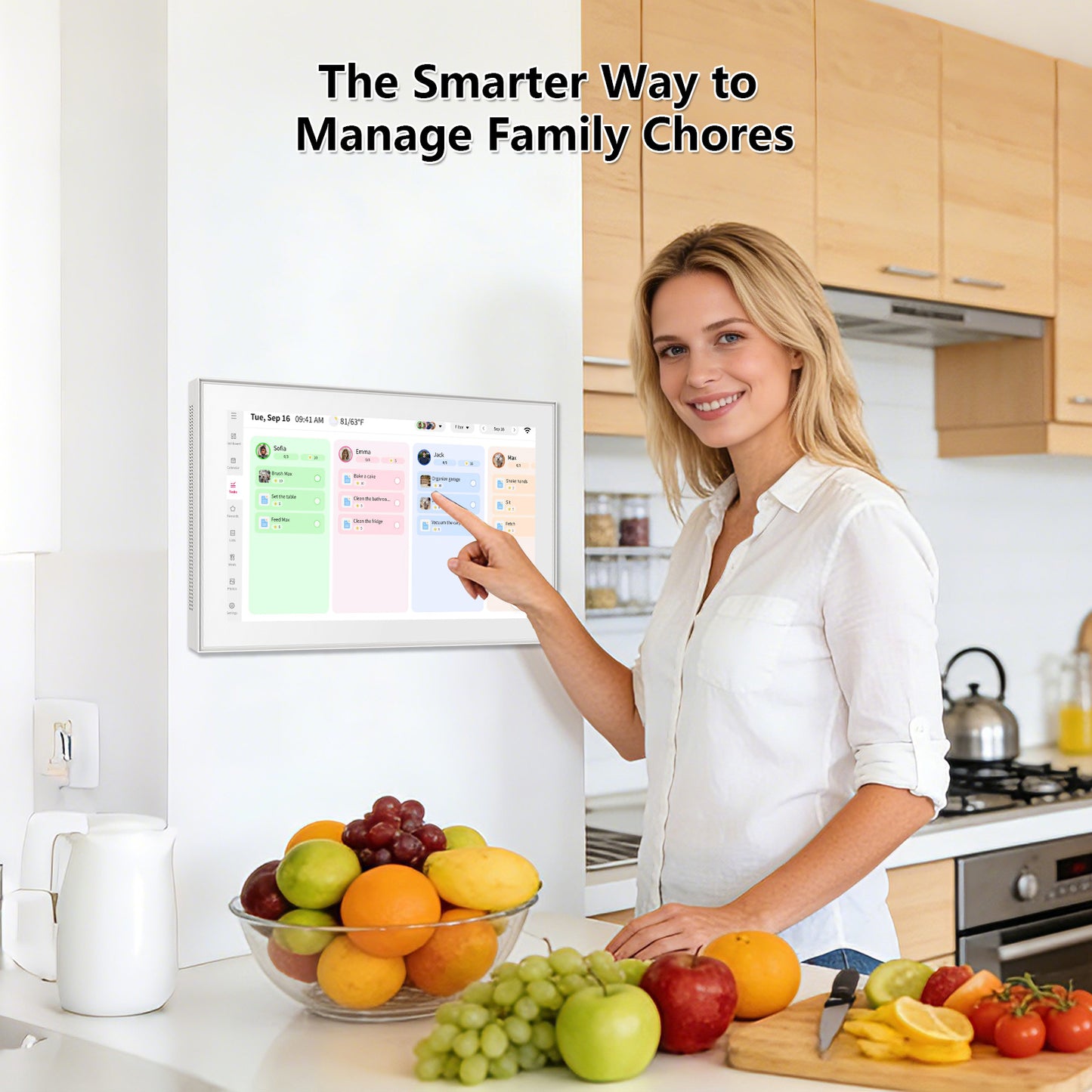 15.6 Inch Wall Planner Digital Calendar & Chore Chart, Smart Touchscreen Interactive Display for Family Schedules, Hearth Display Digital Calendar, Great for Organizing Your 2026-2027 Year