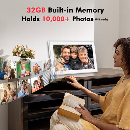 15.6" Frameo Digital Picture Frame WiFi, 1920x1080 IPS FHD Touch Screen Large Electronic Photo Frames, Send Photos from Your Phone from Anywhere, Best Gifts for Parents and Grandparents