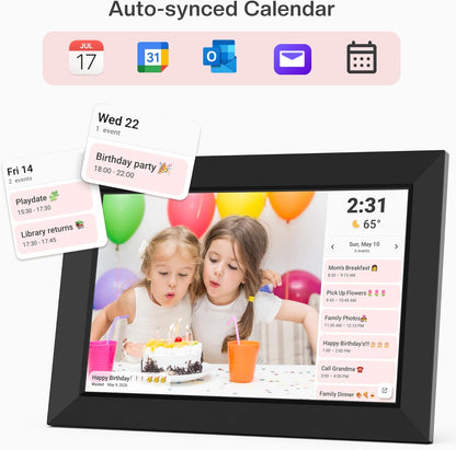 Frameo 10.1 Inch WiFi Digital Picture Frame - Smart Cloud Electronic Photo Frame with HD IPS Touch Screen, 32GB Memory, Auto-Rotate, Wall Mount, Wall Decor, Slideshow, Phone Photo/Video Sharing - Mom Gift