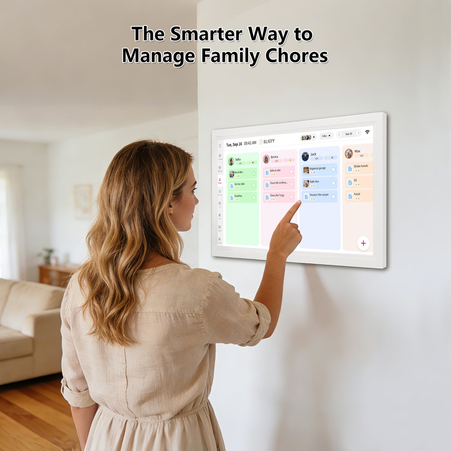 Digital Calendar: 21.5 Inch Smart Electronic Calendar Planner & Chore Chart, IPS FHD 1920x1080 Wall Touch Screen Display for Family Schedules, Desk Stand Included