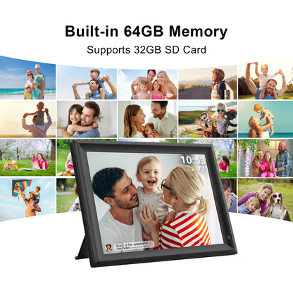 FRAMEO 15.6 Inch Large WiFi Digital Photo Frame with Touch Screen, 1920x1080 FHD, Built-in 32GB Storage, Motion Sensor, Wall Mountable, Auto-Rotate, Easy to Share Photos or Videos via Frameo (Black)