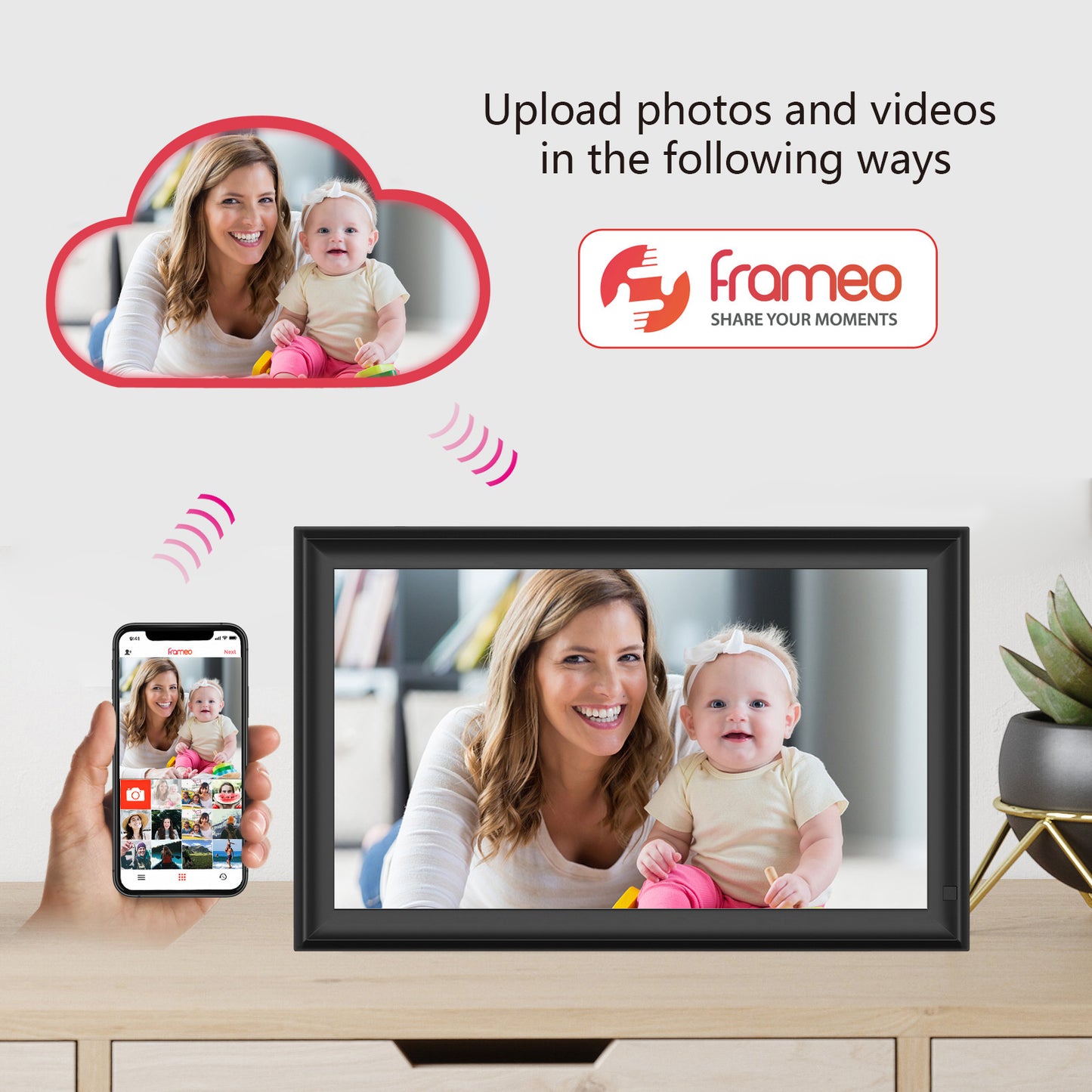 FRAMEO 15.6inch 32GB Digital Photo Frame with 1920x1080 FHD IPS LCD Touch Screen