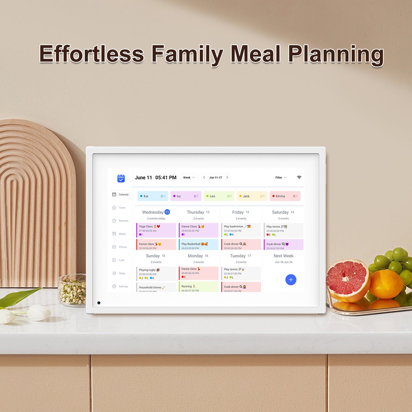 10.1 Inch Smart Digital Calendar Planner & Chore Chart, IPS HD Touchscreen Interactive Display for Family Schedules, Desk Stand Included - Share Photos/Videos