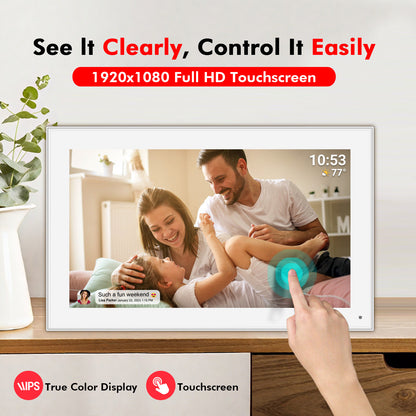 15.6" Frameo Digital Picture Frame WiFi, 1920x1080 IPS FHD Touch Screen Large Electronic Photo Frames, Send Photos from Your Phone from Anywhere, Best Gifts for Parents and Grandparents