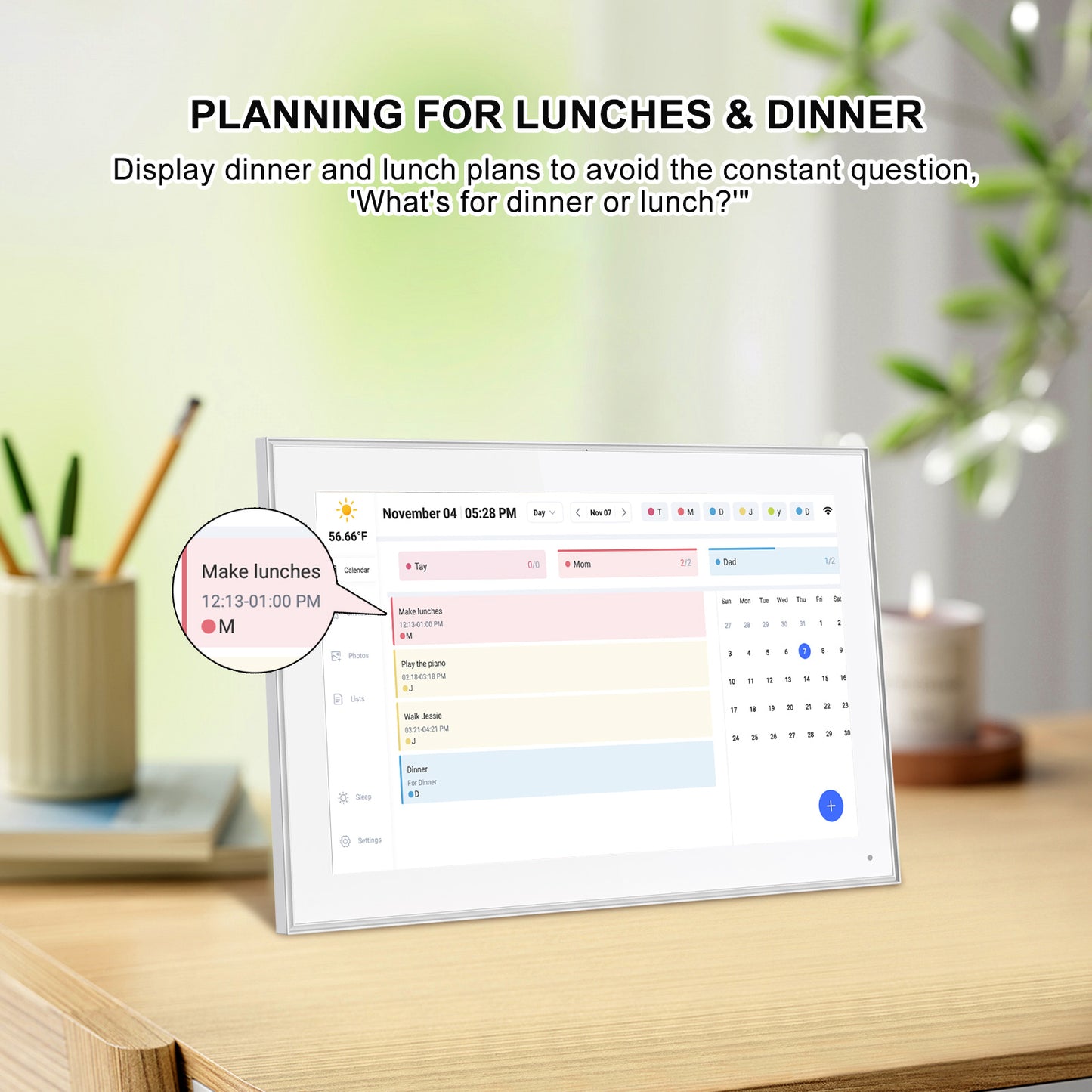 15.6 Inch Digital Calendar Wall Touch Screen Syncs All Calendar Apps To Do List Notepad Family Calendar Electronic Wall Calendar Chore Chart for Kids Adults Meal Planner Smart Calendar