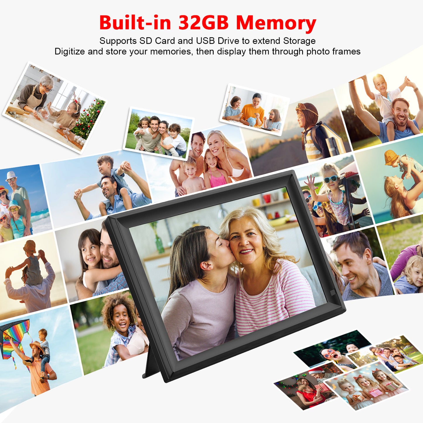 15.6" Frameo Digital Picture Frame WiFi, 1920x1080 IPS FHD Touch Screen Large Electronic Photo Frames, Send Photos from Your Phone from Anywhere, Best Gifts for Parents and Grandparents