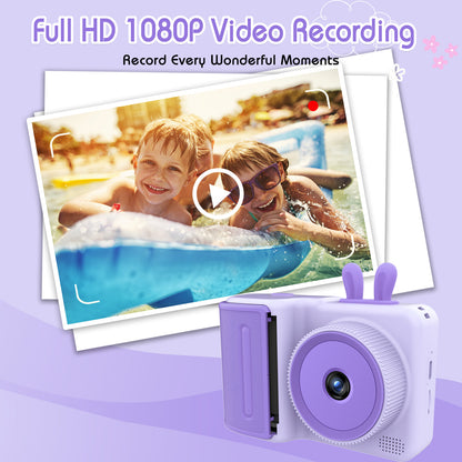 Kids Instant Print Camera,1080P Videos Digital Camera for Kids, Toddler Camera for Christmas Birthday Toy Gifts for Girls/Boys Age 3-12, Portable Kids Camera for 3 4 5 6 7 8 9 10 with SD Card