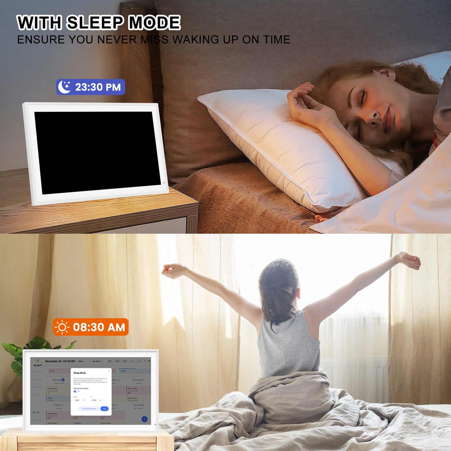 Digital Calendar: 21.5 Inch Smart Electronic Calendar Planner & Chore Chart, IPS FHD 1920x1080 Wall Touch Screen Display for Family Schedules, Desk Stand Included