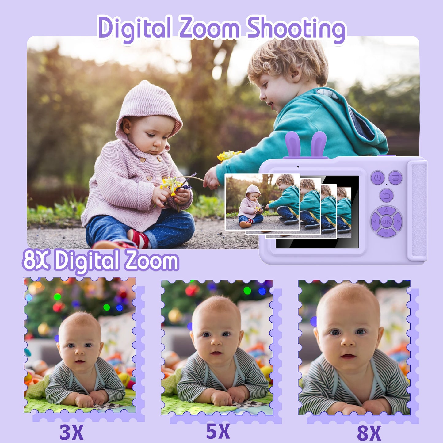 Kids Instant Print Camera,1080P Videos Digital Camera for Kids, Toddler Camera for Christmas Birthday Toy Gifts for Girls/Boys Age 3-12, Portable Kids Camera for 3 4 5 6 7 8 9 10 with SD Card