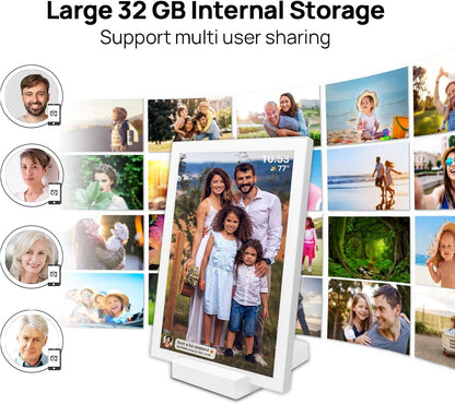 Frameo 10.1 Inch WiFi Digital Photo Frame with Battery, 1280x800 HD IPS Touchscreen, Auto-Rotate Portrait and Landscape, 32GB Storage, Share Moments Instantly via Frameo App from Anywhere