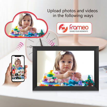 FRAMEO 10.1 Inch Smart WiFi Digital Photo Frame 1280x800 IPS LCD Touch Screen, Auto-Rotate Portrait and Landscape, Built in 32GB Memory, Share Moments Instantly via Frameo App from Anywhere