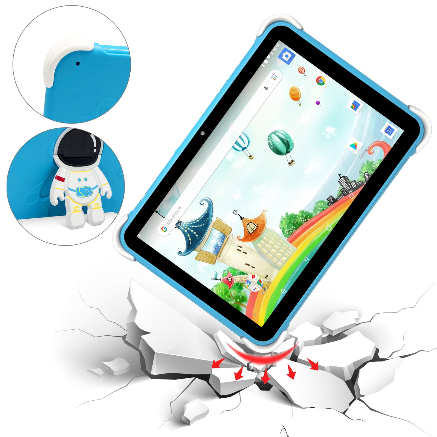 64GB 10.1 Inch Kids Tablet Android Tablet for Kids 2GB+64GB Toddler Tablet APP Preinstalled & Parent Control IWWA Kids Education Tablet with WiFi, Dual Camera, Bluetooth, Kid-Proof Case