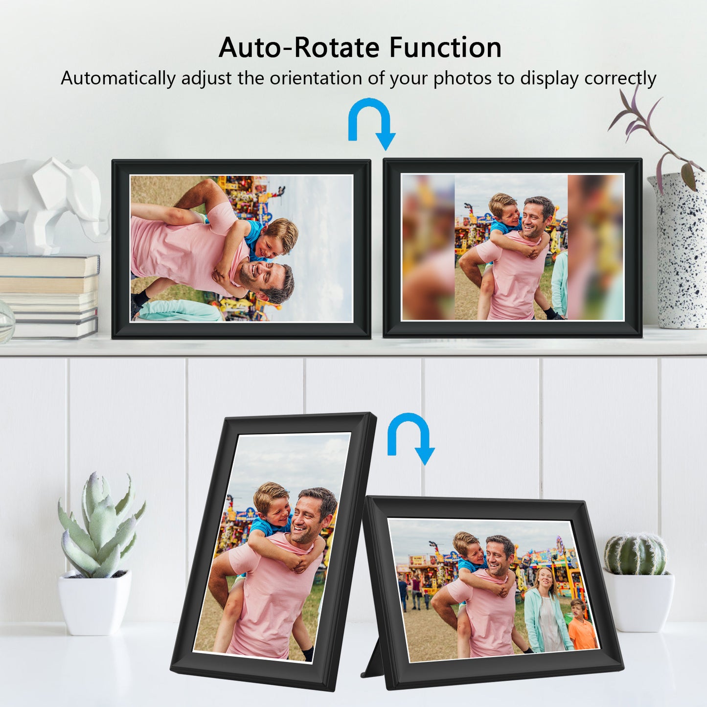 FRAMEO 10.5 Inch Smart WiFi Digital Photo Frame 1920x1280 FHD IPS LCD Touch Screen, Auto-Rotate, 64GB Storage, Support SD Card & USB Drive, Share Moments Instantly via Frameo App from Anywhere