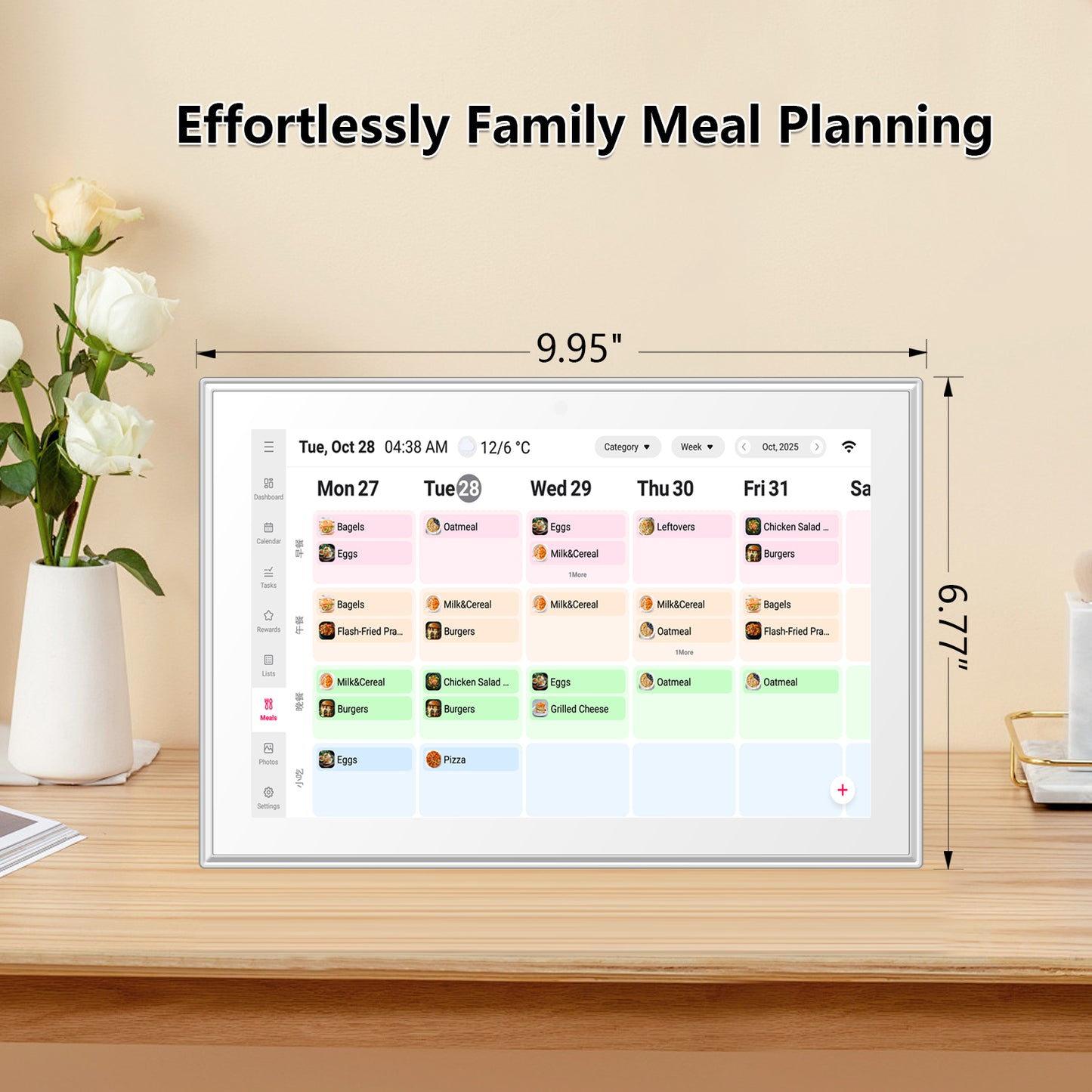 10.1 Inch Smart Digital Calendar Planner & Chore Chart, IPS HD Touchscreen Interactive Display for Family Schedules, Desk Stand Included - Share Photos/Videos