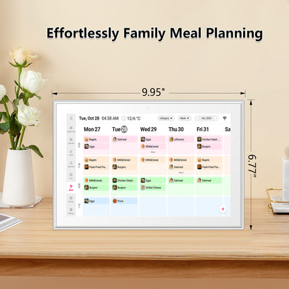 10.1 Inch Smart Digital Calendar Planner & Chore Chart, IPS HD Touchscreen Interactive Display for Family Schedules, Desk Stand Included - Share Photos/Videos