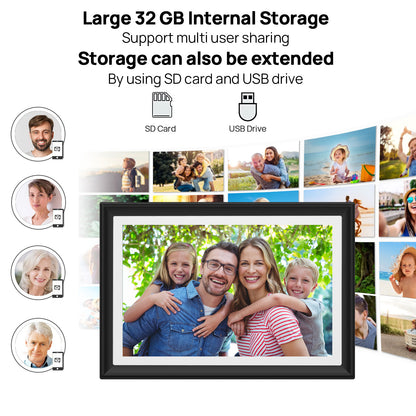 32GB FRAMEO 10.1 Inch WiFi Digital Photo Frame with LED Light, 1280x800 HD IPS LCD Touch Screen, Auto-Rotate Portrait and Landscape, 32GB Storage, Share Moments Instantly via Frameo App from Anywhere