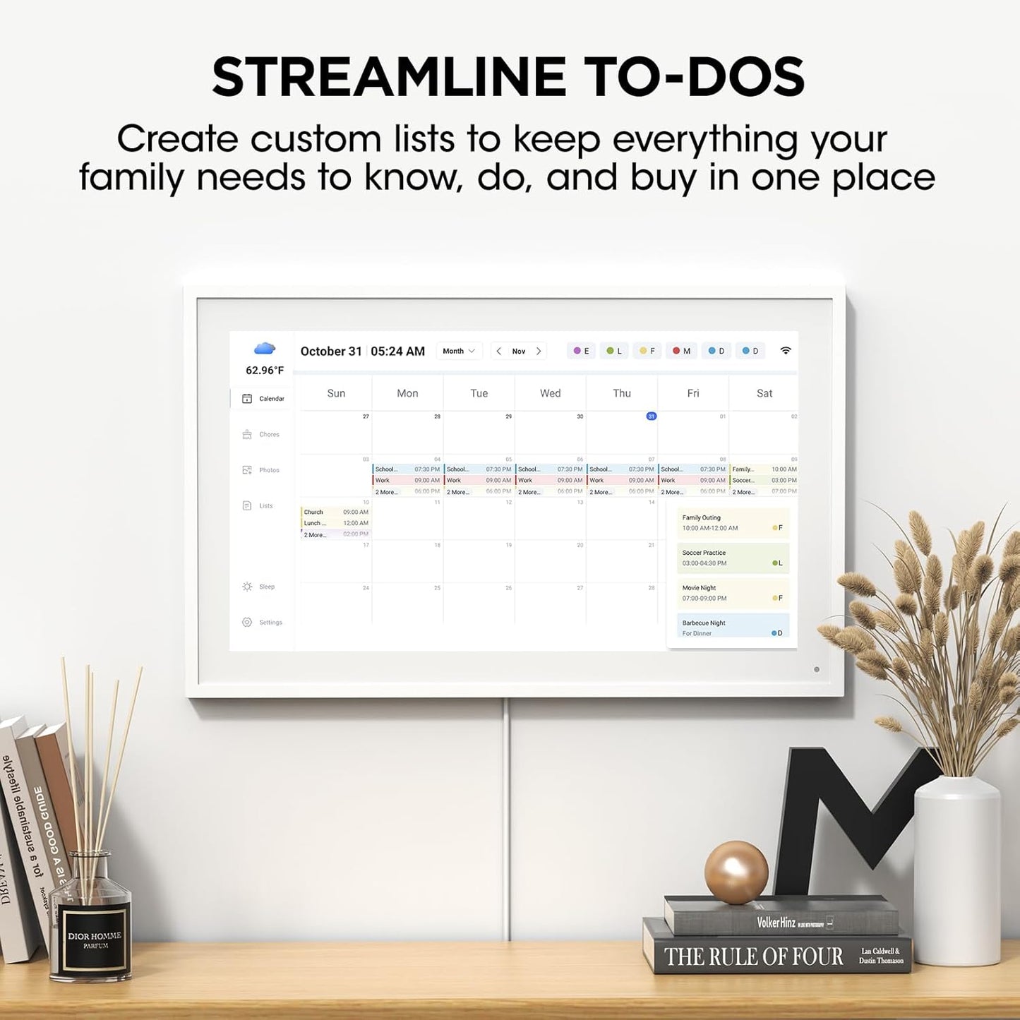 Smart Digital Calendar, Wall Electronic Calendar, IPS Full HD Touch Screen Display for Family Meal Planner Support - Streamline Household Organization