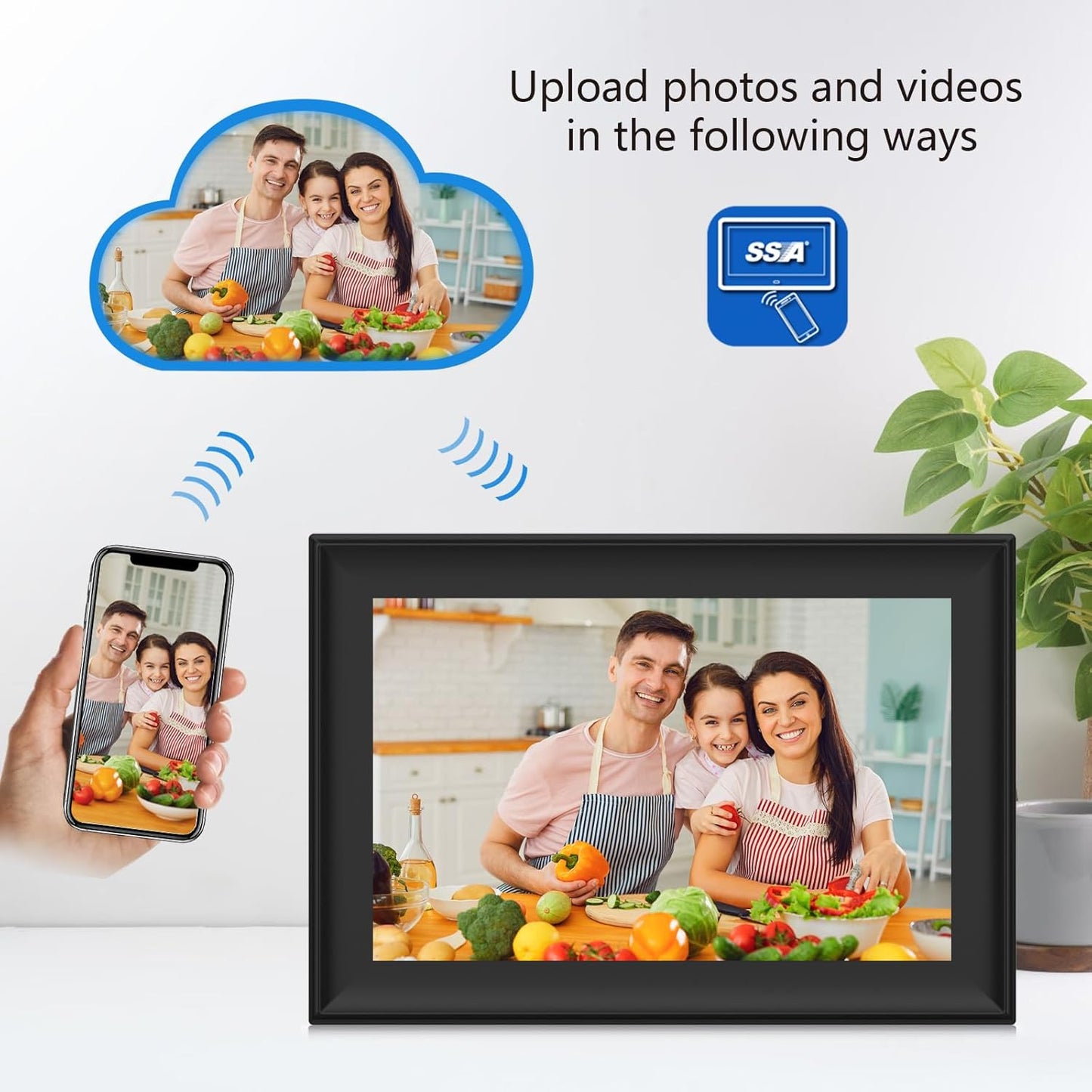 SSAWIFIFRAME 10.1 inch 32GB WiFi Digital Picture Frame with IPS Touch Screen