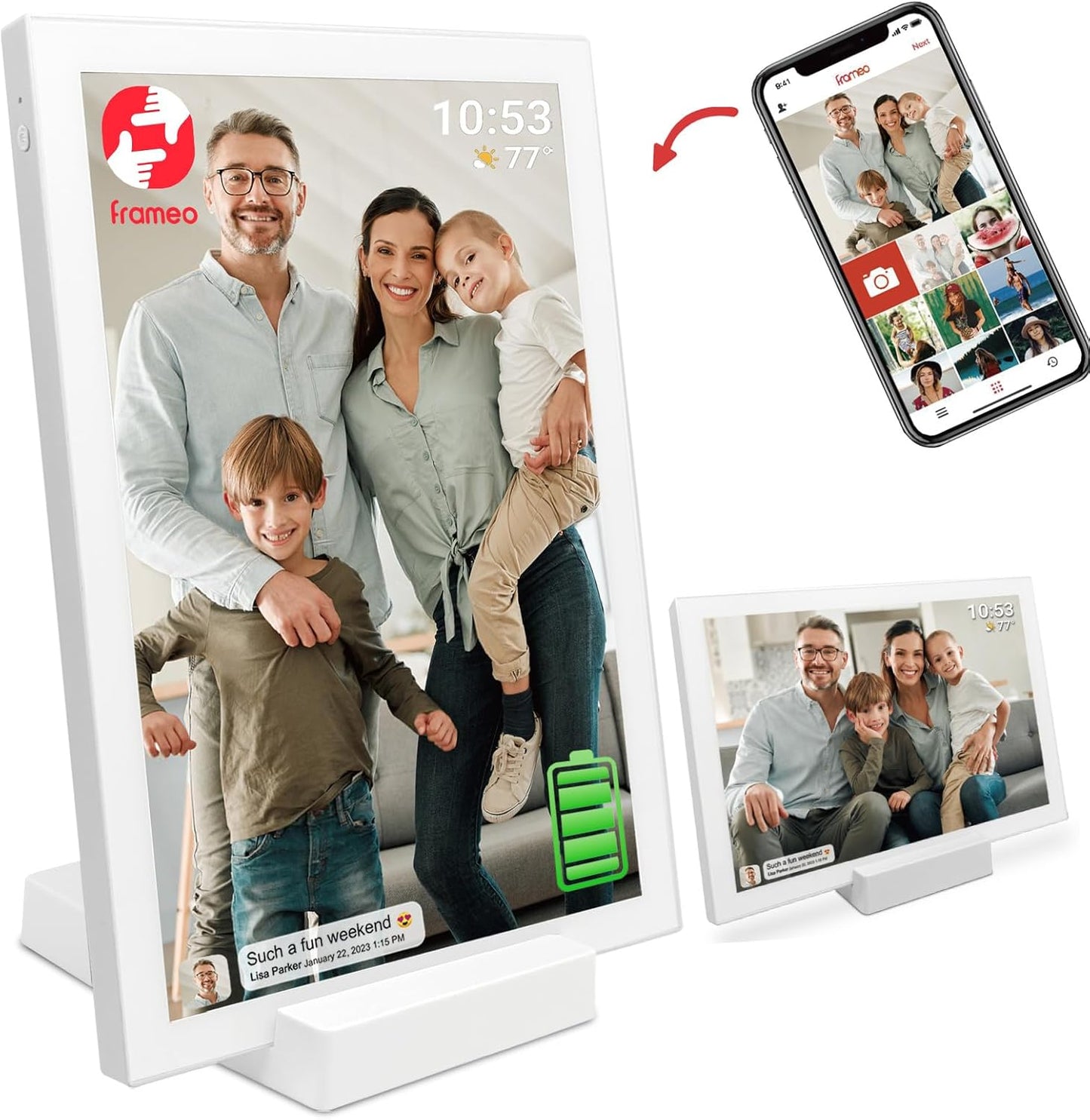 FRAMEO 10.1 Inch WiFi Digital Photo Frame with 5000mAh Battery