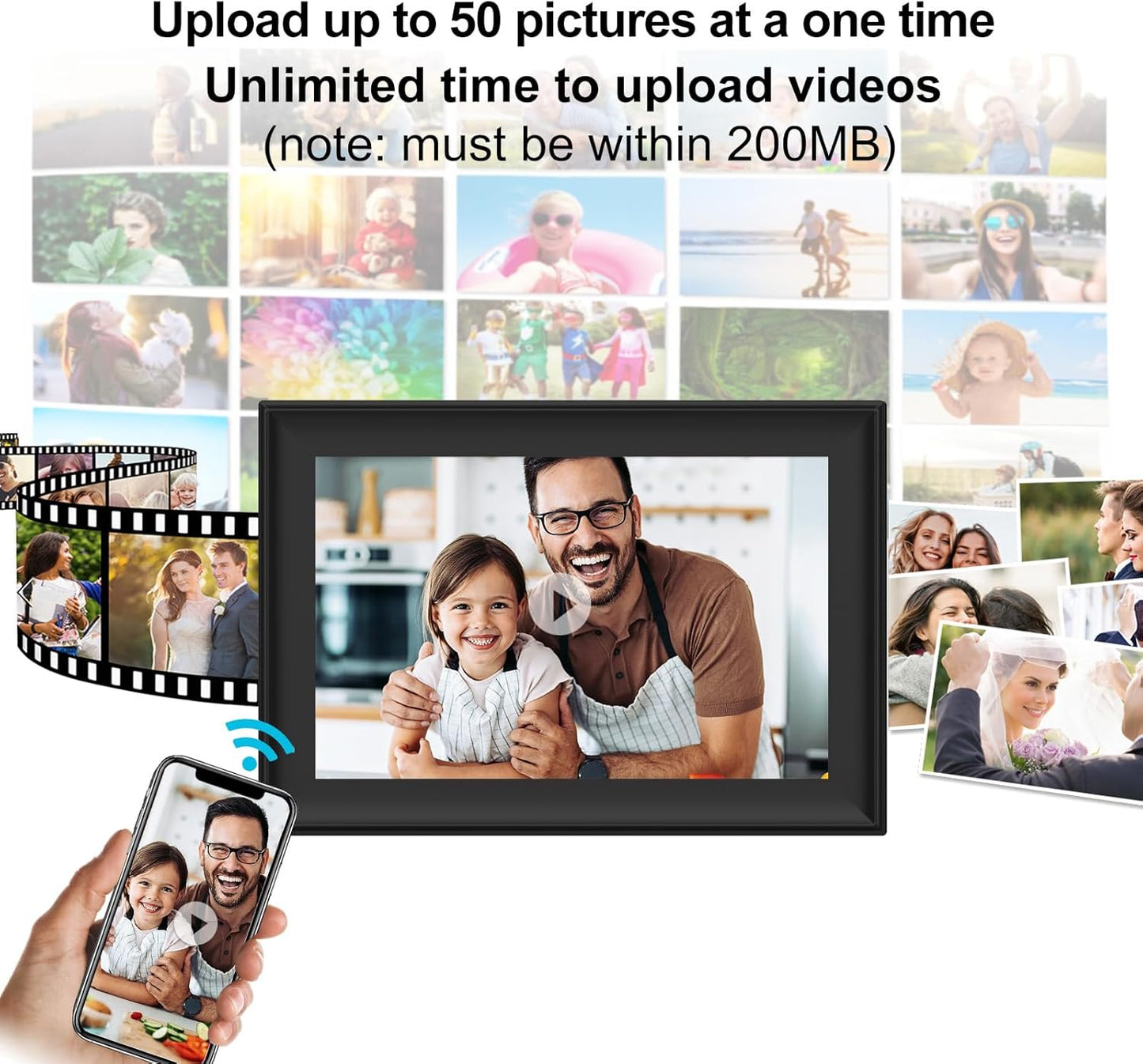 SSAWIFIFRAME 10.1 inch 32GB WiFi Digital Picture Frame with IPS Touch Screen