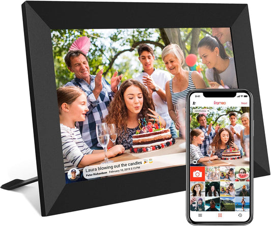 FRAMEO Digital Photo Frame, 10.1 Inch WiFi Digital Picture Frame with 1280x800 IPS HD Touch Screen, 32GB Storage Auto-Rotate Wall Mountable Easy Share Photos or Videos via Frameo App from Anywhere