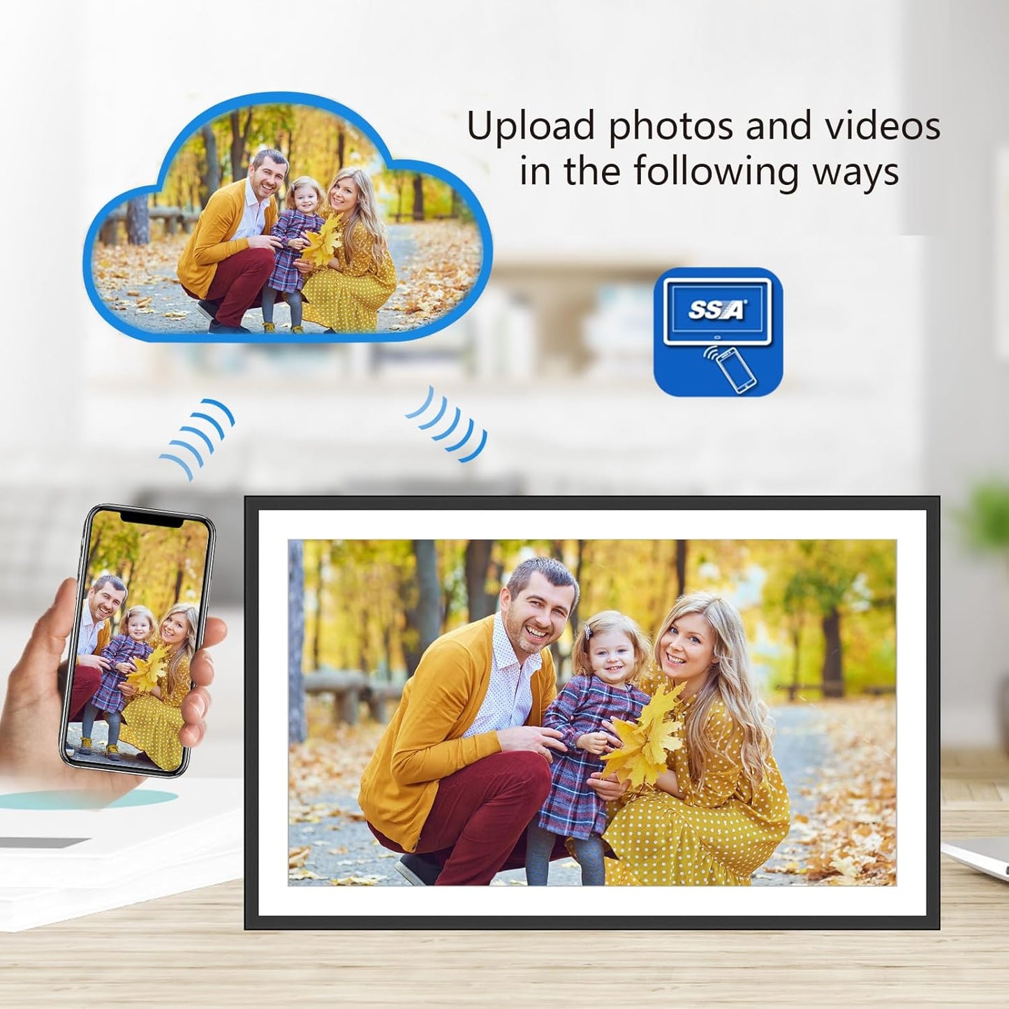 SSAWIFIFRAME 15.6 inch Large Digital Picture Frame 32GB WiFi Digital Photo Frame