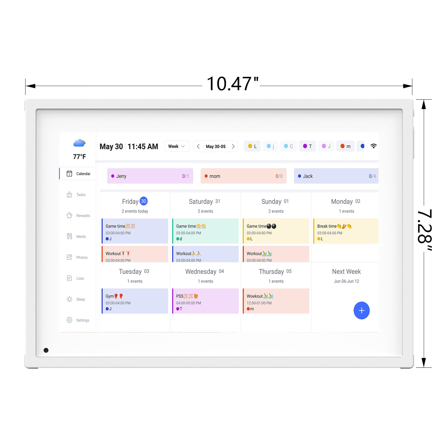10.1 Inch Smart Digital Calendar Planner & Chore Chart, IPS HD Touchscreen Interactive Display for Family Schedules, Desk Stand Included - Share Photos/Videos