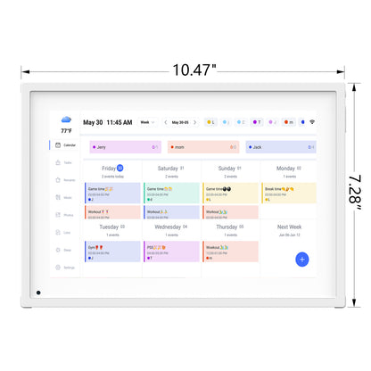 10.1 Inch Smart Digital Calendar Planner & Chore Chart, IPS HD Touchscreen Interactive Display for Family Schedules, Desk Stand Included - Share Photos/Videos