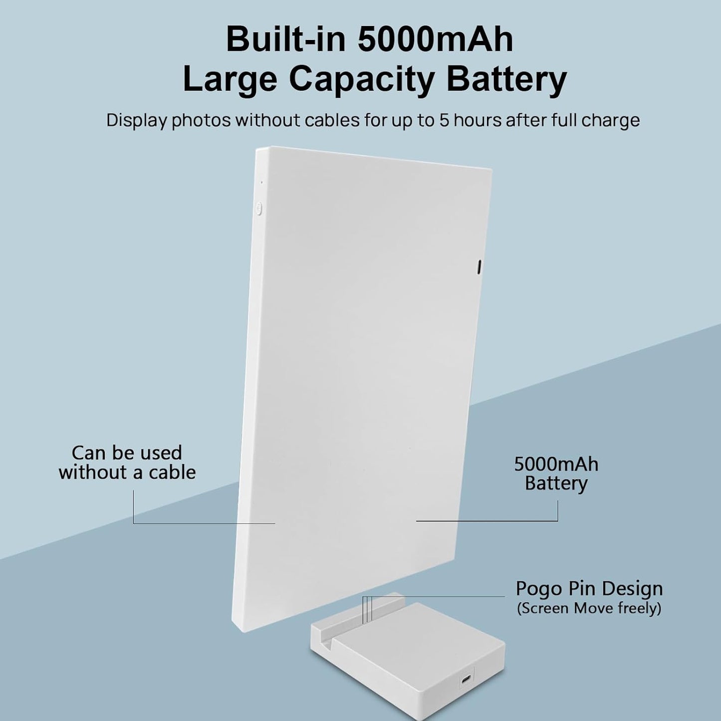 Frameo 10.1 Inch WiFi Digital Photo Frame with Battery, 1280x800 HD IPS Touchscreen, Auto-Rotate Portrait and Landscape, 32GB Storage, Share Moments Instantly via Frameo App from Anywhere