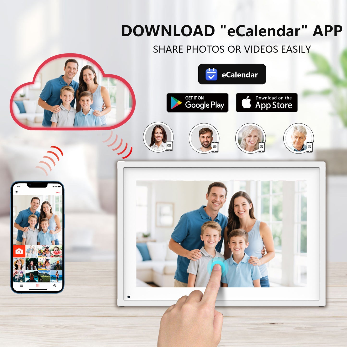 10.1" Digital Calendar, Meal Planner, Duty Chart, to Do List,HD Smart Touch Screen Home Interactive Smart Electron Calender - Built-in Digital Photo Frame Function (white, 10.1)