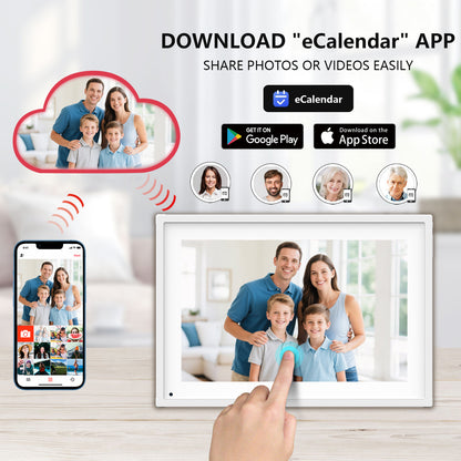 10.1 Inch Smart Digital Calendar Planner & Chore Chart, IPS HD Touchscreen Interactive Display for Family Schedules, Desk Stand Included - Share Photos/Videos