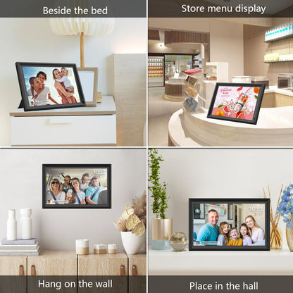 FRAMEO 15.6 Inch Large WiFi Digital Photo Frame with Touch Screen, 1920x1080 FHD, Built-in 32GB Storage, Motion Sensor, Wall Mountable, Auto-Rotate, Easy to Share Photos or Videos via Frameo (Black)