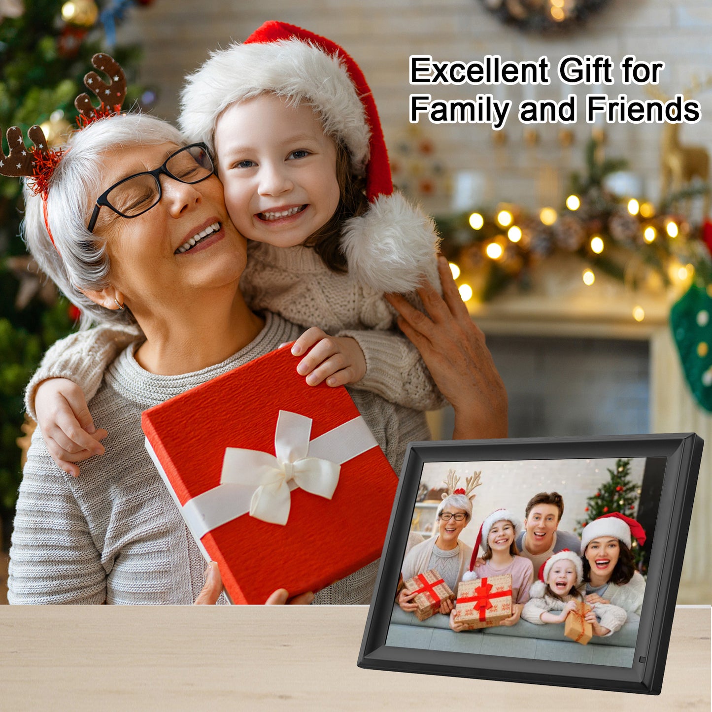 64GB FRAMEO 15.6 inch WiFi Digital Picture Frame 1920x1080 FHD Large Smart Digital Photo Frame IPS Touch Screen Auto-Rotate Wall Mountable Motion Sensor Share Photos/Videos Instantly via APP