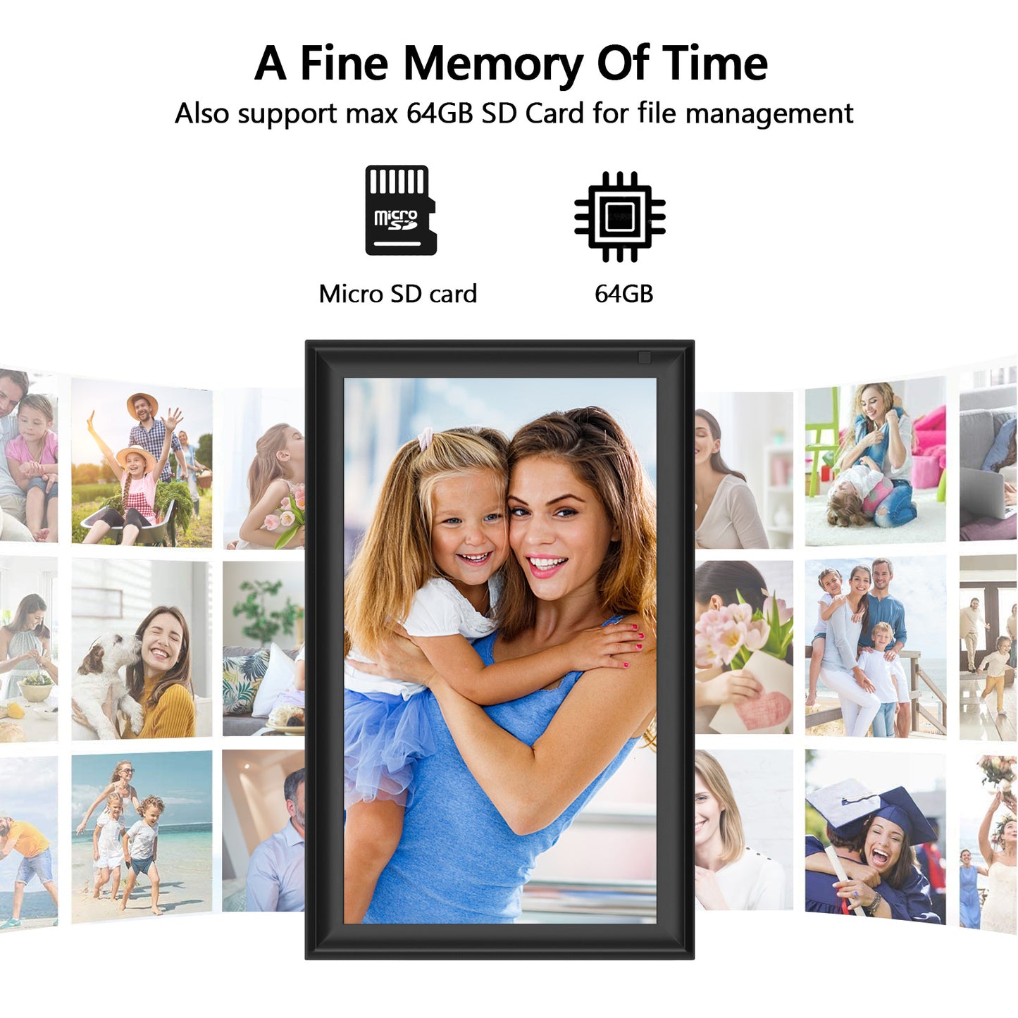 64GB FRAMEO 15.6 inch WiFi Digital Picture Frame 1920x1080 FHD Large Smart Digital Photo Frame IPS Touch Screen Auto-Rotate Wall Mountable Motion Sensor Share Photos/Videos Instantly via APP