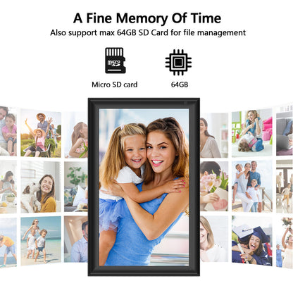 64GB FRAMEO 15.6 inch WiFi Digital Picture Frame 1920x1080 FHD Large Smart Digital Photo Frame IPS Touch Screen Auto-Rotate Wall Mountable Motion Sensor Share Photos/Videos Instantly via APP