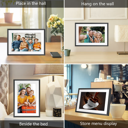 32GB 10.1 Inch WiFi Digital Picture Frame with 1280x800 HD IPS Touch Screen, Send Photo or Videos via App or Email,Support USB Drive/SD Card Extend Storage,Auto-Rotate,Wall Mountable
