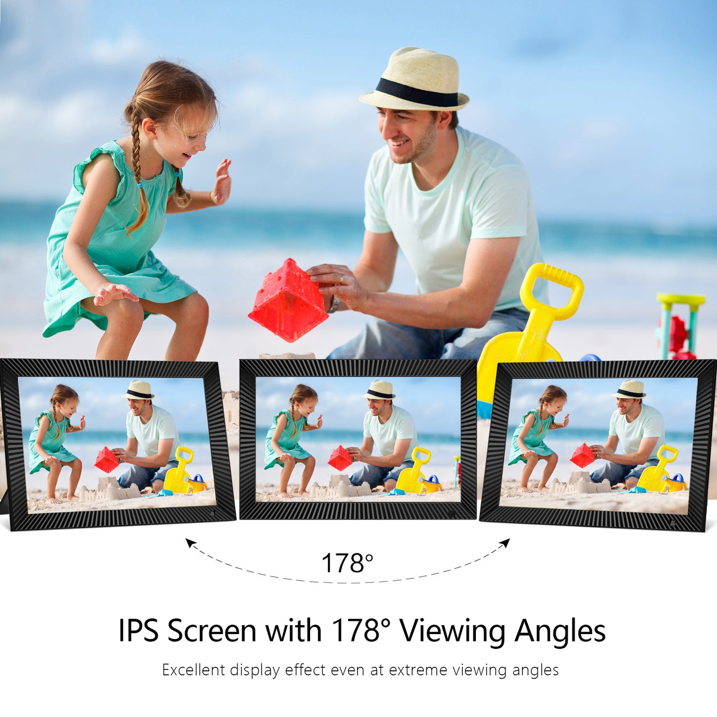 32GB FRAMEO Digital Picture Frame 10.1 Inch WiFi Digital Photo Frame 1280x800 HD Display with Motion Sensors Easy Setup to Share Photos or Videos Anywhere via Frameo APP Auto-Rotate Wall-mountable