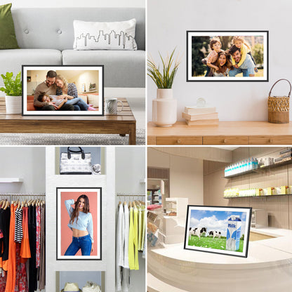 15.6 Inch WiFi Digital Picture Frame with 1920x1080 FHD IPS Touch Screen, Send Photo or Videos via App or Email, 32GB Storage, Support USB Drive/SD Card Extend Storage, Auto-Rotate, Wall Mountable