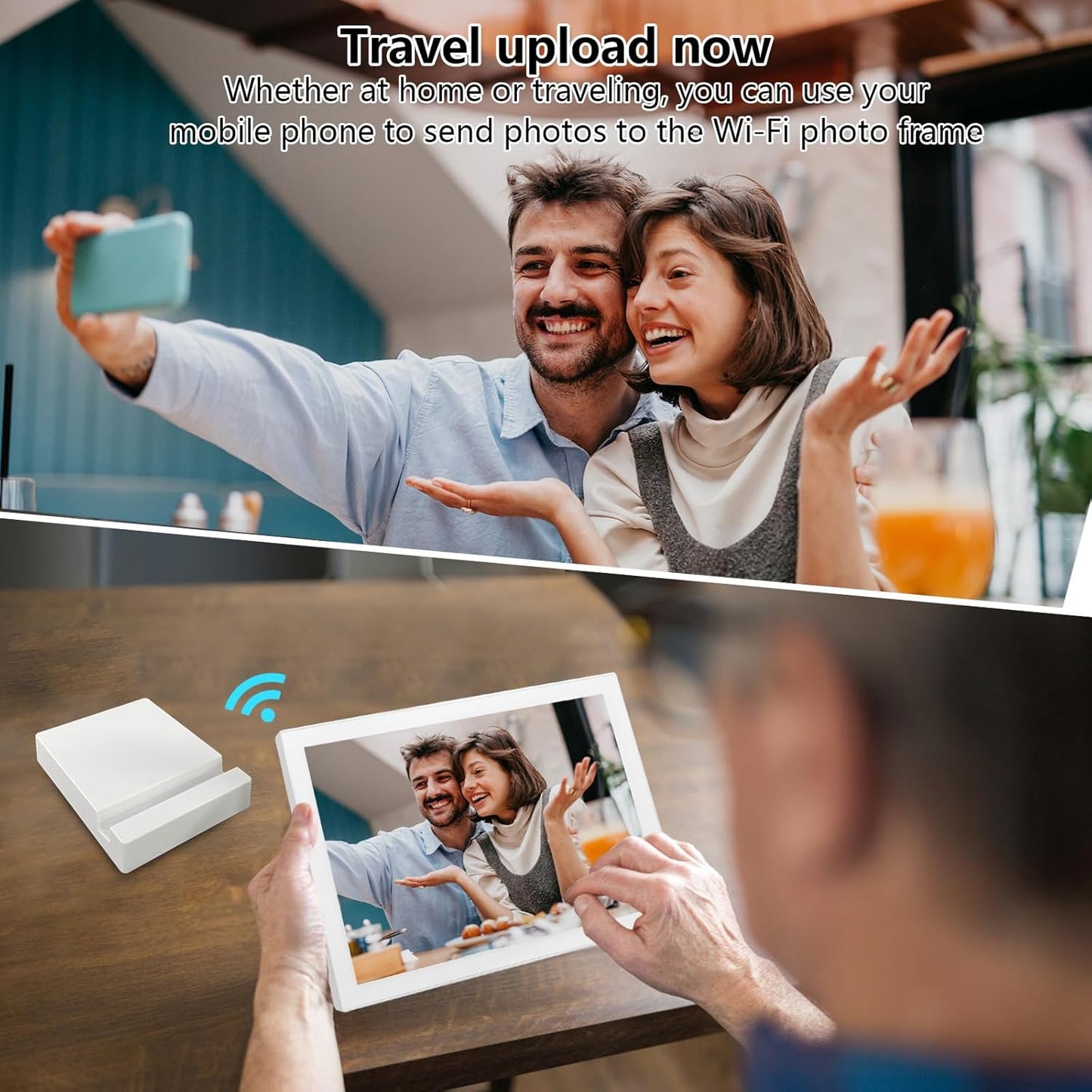 Frameo 10.1 Inch WiFi Digital Photo Frame with Battery, 1280x800 HD IPS Touchscreen, Auto-Rotate Portrait and Landscape, 32GB Storage, Share Moments Instantly via Frameo App from Anywhere