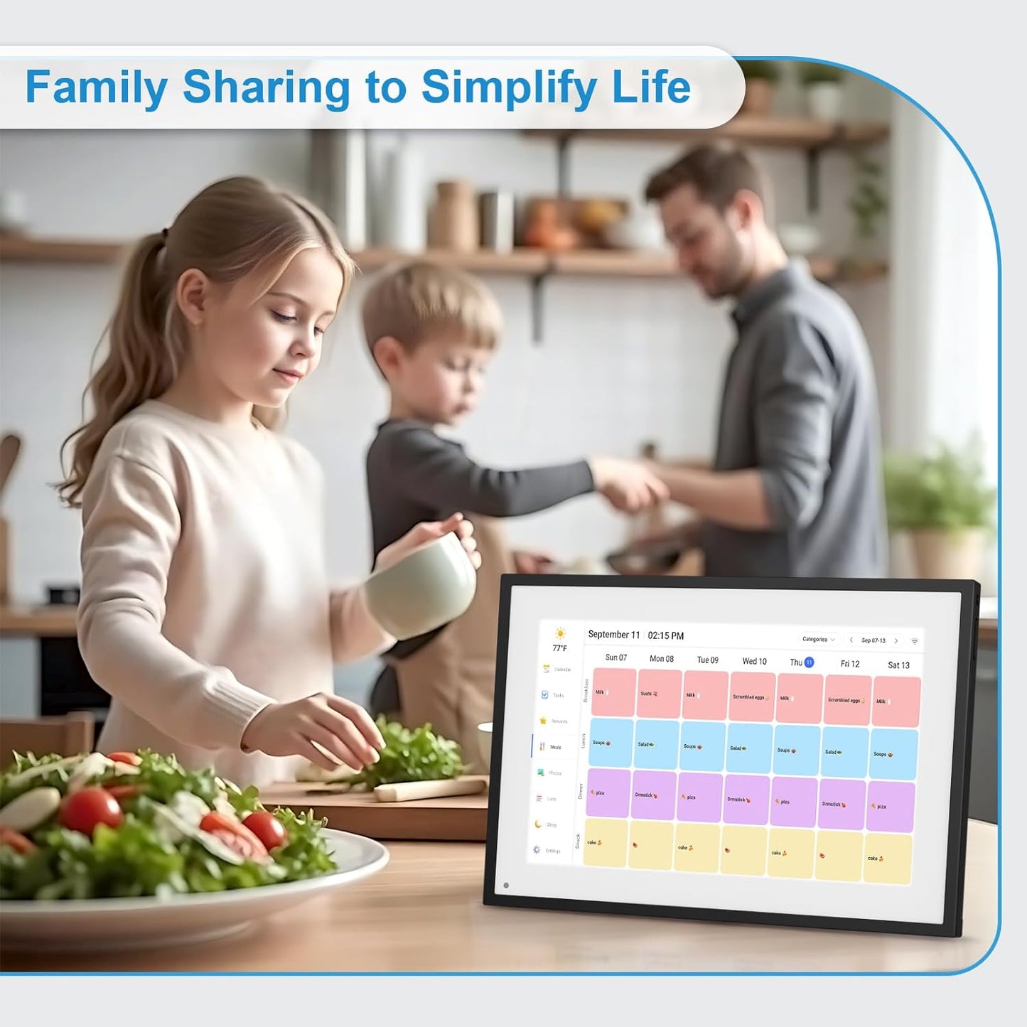 10.1 Inch Digital Calendar+Digital Picture Frame, 2026-2027 Desk Calendar Smart WiFi Planner&Chore Chart, IPS HD Interactive Touchscreen Display For Family Schedules