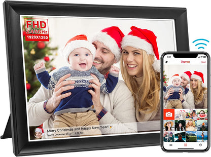 FRAMEO 10.5 Inch Smart WiFi Digital Photo Frame 1920x1280 FHD IPS LCD Touch Screen, Auto-Rotate, 64GB Storage, Support SD Card & USB Drive, Share Moments Instantly via Frameo App from Anywhere